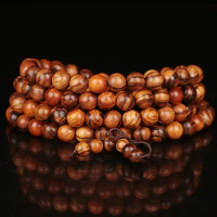 Vintage 6mm 8mm 108 Beads Natural Teak Sandalwood Buddhist Wood Bracelets Meditation Prayer Bead Mala Bracelet Women Men Jewelry