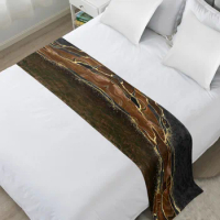 Abstract Black Marble Brown Malachite High Quality Bed Flag Hotel Cupboard Table Runner Parlor Wedding Home Decor Bed Runner