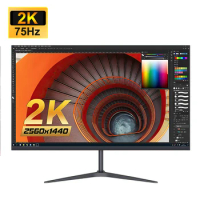 FYHXele 24 27Inch Monitor 2K 75Hz QHD IPS Panel LCD Flat 1msDisplay Gaming Monitor HDMI DP Support G-Sync AMD FREESYNC 2560*1440