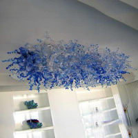 Blue Shade Chandelier Living Room LED Ceiling Lights Art Decor Dining Room Blown Glass Chandeliers Kitchen Indoor Lighting