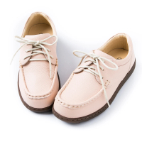 【ALAIN DELON】簡單素面真皮綁帶休閒鞋A76100(3色    黑色  粉色 米色)