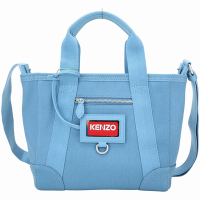 KENZO RUE VIVIENNE 小款 可拆字母金屬鏡手提/斜背帆布包(藍色)
