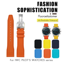 20mm 21mm 22mm Fluororubber FKM Watchband Fit for IWC Big Pilot Mark Portugieser TOP GUN Waterproof Rubber Soft Watch Strap