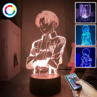 Attack On Titan Figure Levi Ackerman Mikasa Attaque Des Titans Table Lamp Anime Night Light Child Gift Eren Jaeger Room Decor