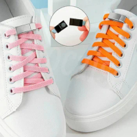 1 Pair Square Mutual Attraction Buckle Elastic Shoe Laces No Tie Shoelaces for Sneakers Flat Shoelace Kids Adult Elastic Laces