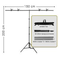 Mehofond Photography Background T- Shape Backdrop Stand Frame Video Adjustable Portable Photo Studio Support System Photoshoot