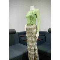 Set of Three Myanmar Products, Embroidered Work, Free 1 Piece of Sari Fabric. Products Are Imported 