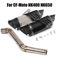 For CF-Moto NK400 NK650 Exhaust Link Tube Connecting Mid Pipe Stainless Steel Muffler End Tips 51mm For Motorcycle