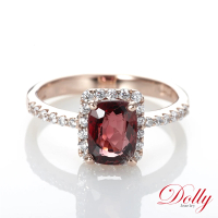 【DOLLY】1.50克拉 18K金天然艷紅尖晶石玫瑰金鑽石戒指(002)
