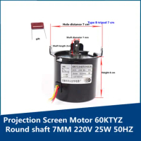 220V 25W Projection Screen Motor 60KTYZ Permanent Magnet Synchronous Round shaft diameter 7MM Electric Silver