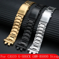 For Casio G-Shock GMW-B5000 Watch Strap 3459 Small Square Gold / Silver Brick 35TH Anniversary Modified Steel Watchband