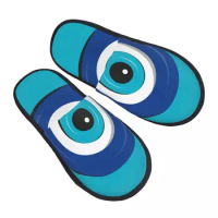 Turkey Evil Eye Symbol Pattern Nazar Amulet Guest Slippers for Hotel Women Custom Print House Slipper