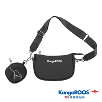 【KangaROOS 美國袋鼠鞋】中性 男女款 多功能側背包 小包 隨身小包(黑-KA32680)