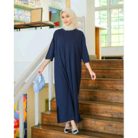 Dres model kekinian tangan 3/4, dres rayon twil polos wanita kekinian