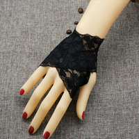 促銷蕾絲纏繞式手套護腕遮蓋手面疤痕遮紋身露指復古半指手套防曬