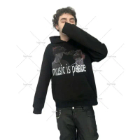 Streetwear Harajuku Hip-Hop Retroขนาดใหญ่เสื้อกันหนาวY2K 2025 Casual Gothic Punk Rockแฟชั่นDark Vint