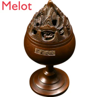 Chinese Creative Simple Copper Incense Burner Blast Furnace Handmade Sandalwood Agarwood Buddha Worship Incense Burner