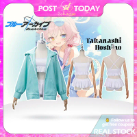 [พร้อมส่ง] ชุดคอสเพลย์ Blue Archive Takanashi Hoshino ชุดว่ายน้ำน่ารัก ระบายฟริลล์ แยกชิ้น ใส่ถ่ายรู