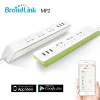 Broadlink MP2 WiFi Power Socket Plug,Wireless Remote Control Smart Home Power Strip Socket 3 Outlet with 3USB Fast Charging 2.1A
