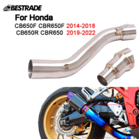 For Honda CB650F CBR650F 2014-2018, CB650R CBR650R 2019-2022 Motorcycle Exhaust Mid Link Tips Slip-on 60.5mm Muffler Pipe