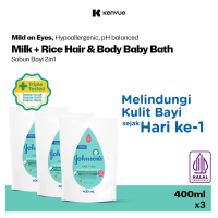 Ramadhan Berkah | JOHNSON'S Milk + Rice Hair & Body Baby Bath 400 ml Refill - (PAKET ISI 3) - Sabun 