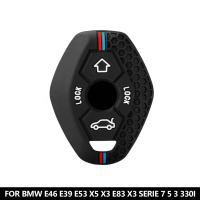 Sarung Kunci Jauh Kereta Silikon 4 Butang Lipat Pelindung untuk BMW E46 E39 E53 X5 X3 E83 X3 Siri 7 