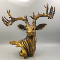 純銅鹿頭擺件 鹿首歐式奢華高檔辦公室家居客廳裝飾品擺設