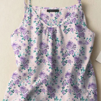 ZANZEA Bohemian Printed Straps Blouse Summer Floral Camis Women Vintage Beach Tanks Tops Loose Blusas Casual Holiday Shirt Tees
