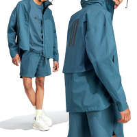 Adidas Myshelter R.R J 男款 藍綠色 訓練 休閒 防水 連帽 機能 立領 外套 HZ5701