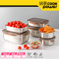 【CookPower 鍋寶】316不鏽鋼保鮮盒雙雙對對6入組(EO-BVS20Z208Z205Z2)