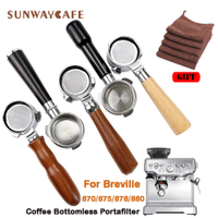 Breville 870875808กาแฟ Bottomless Portafilter 54มม. Portafilter สแตนเลสด้ามไม้กรองอุปกรณ์เสริมกาแฟ