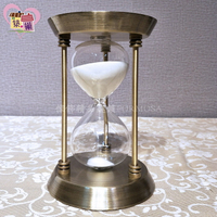美式古銅色復古沙漏計時器 可紀錄15分鐘 透明玻璃時間廚房計時器 門市開店畢業生日禮物【築巢傢飾】