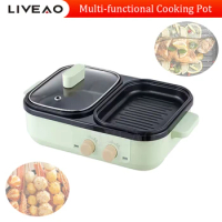 Electric Hot Pot Household Hot Pot Multi Functional Electric Baking Tray Shabu Roast One Electric Oven Indoor Multi Cooker