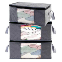 Cloth Closet Organizer Bag Water-resistant Non-Woven Cloth Storage Bag With Zipper Anti-Dust Organizer Bag For Sweaters Blankets