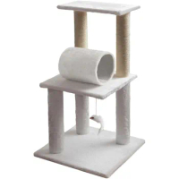 JAME Cat Tree Climb Tower Cave Condo Scratching Post (Small) (White)