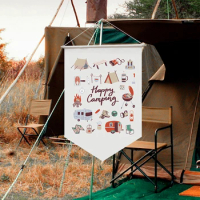 Camping Canvas with Flags Outdoor Atmosphere Pennant Camping Accessories Drawing for Children Tent Fitting
