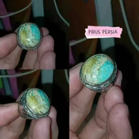 Cincin Batu Permata Pirus Persia Asli Natural