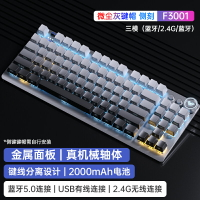 狼蛛F3001機械鍵盤無線藍牙三模小型電腦游戲電競青軸茶紅軸87鍵-樂購