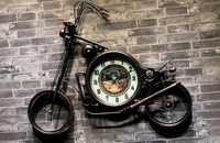 美琪 復古摩托車掛鐘墻上裝飾品工業風餐廳飯店酒吧