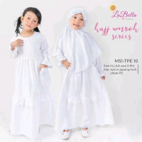 Gamis Manasik | Labella | dress set hijab | gamis putih anak | gamis Katun | TPE