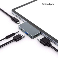 OUTMIX USB Type-C Hub Adapter with USB-C PD Charging USB 3.0 &amp; 3.5mm Headphone Jack HDMI-compatible for iPad Pro Macbook Pro/Air