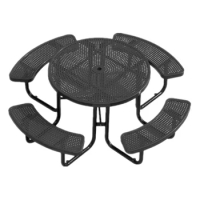 outdoor park modern circular expanded steel dining table and chair patio large luxury camping metal mesh round picnic table