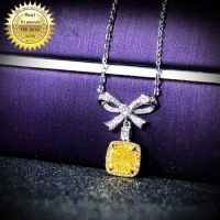 18K gold necklace natural 0.35ct yellow diamond and 0.23ct white diamonds necklace 005