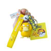 Anime Genuine Pokemon Action Figure Pikachu Keychain Pokémon Keychain Squirtle Psyduck Keychain Model Car Keychain For Boys Girl