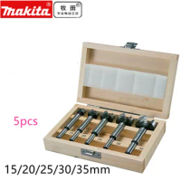 5pcs Makita D-47363 D-47357 Forstner Wood Drill Bit Set In Wooden Case 15mm 20mm 25mm 30mm 35mm
