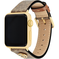 COACH Apple Watch 錶帶 38/40/41mm 適用 皮錶帶 母親節送禮首選- 褐色C字(不含手錶)