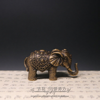 黃銅實心銅大象純銅小號擺件黃銅福象手把件仿古玩銅器銅雕小銅件