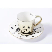 【Luycho】鏡面倒影動物圖案咖啡杯-熊貓（24稜面）