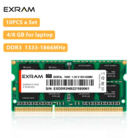 10PCS EXRAM Memoria Ram ddr3 8gb 1600mhz 1.5V for laptop Ram 4GB 1333MHz 1866MHZ DDR3L 1.35v 204pin Sodimm Notebook Memory Rams