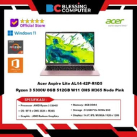 Acer Aspire Lite AL14 42P R1D5 Ryzen 3 5300U 8GB 512GB W11 OHS M365 Node Pink